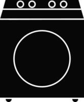 Washing Machine Icon In black and white Color. vector