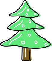 Isolated Xmas Tree Icon In Green And White Color. vector