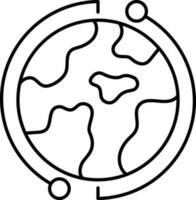 Refresh Globe Icon In Black Line Art. vector
