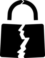 Padlock or lock broken icon in Black and White. vector