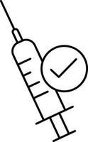 Linear Style Syringe With Check Mark Icon. vector