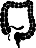 grande intestino icono en negro y blanco color. vector