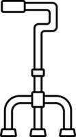 Quad Walking Stick Icon In Black Line Art. vector