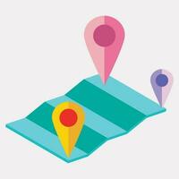 Illustration of map routing or map navigation isometric element. vector