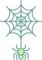 Spider web Icon In Green And White Color. vector