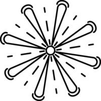 Firework Icon In Black Line Art. vector