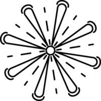 Firework Icon In Black Line Art. vector