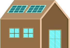 3D Illustration Of Home With Solar Roof Panels On White Background. vector