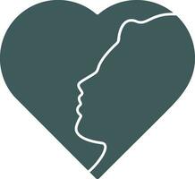 Flat Style Woman Face in Heart Icon. vector