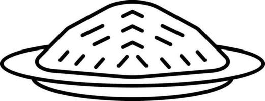 Linear Style Rice In Plate Icon. vector