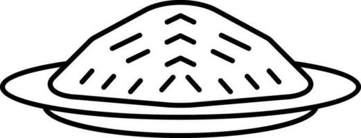 Linear Style Rice In Plate Icon. vector