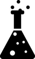 Chemical flask with bubbles icon in black and white color. vector