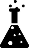 Chemical flask with bubbles icon in black and white color. vector