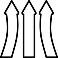 Three up arrows icon in black line art. vector