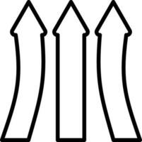 Three up arrows icon in black line art. vector