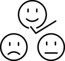 Check emoji reaction rating review icon in thin line art. vector