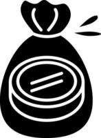 dinero bolso icono en negro y blanco color. vector