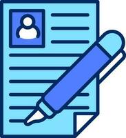 Application form with pen icon in blue color. vector