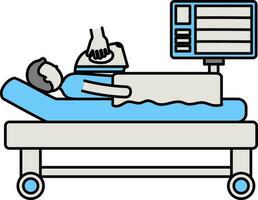 Defibrillation Treatment For Critical Patient in ICU Ward Blue And Gray Icon. vector