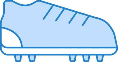 fútbol zapato icono en azul y blanco color. vector