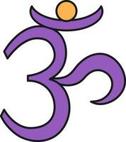 Aum Or Om Symbol In Violet And Yellow Color. vector