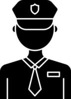 policía icono en negro y blanco color. vector