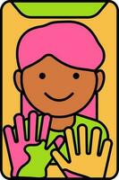 Holi Festival Colors Girls Hand In Smartphone Screen Colorful Icon. vector