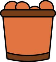 Bucket Of Chicken Popcorn Icon In Orange And Brown Color. vector