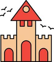 castillo icono en rojo y naranja color. vector