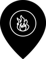 Fire Location Icon In black and white Color. vector