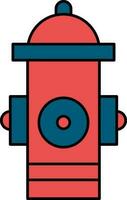 Fire Hydrant Icon In Blue And Red Color. vector