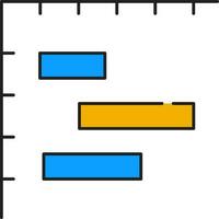 Blue And Yellow Color Horizontal Chart Icon In Flat Style. vector