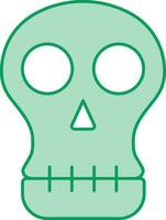 Flat Human Skull Icon In Green And White Color. vector