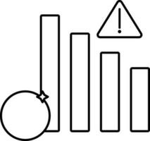 Warning Financial Graph Icon In Thin Line Art. vector