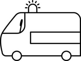 Black Line Art Ambulance Icon in Flat Style. vector