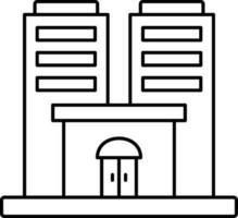 Building Icon In Black Line Art. vector