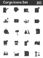 Illustration Of Cargo Icons Set In Glyph Style. vector