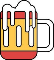 Beer Mug Icon in Red and Yellow Color. vector