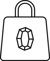 Carry Bag With Crystal Stone Symbol Icon In Flat Style. vector