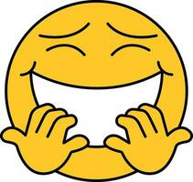 Laughing Face Emoji Icon In White And Yellow Color. vector