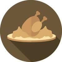 Roasted Chicken Icon On Brown Background. vector