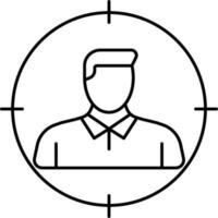 Man Target Icon In Black Outline. vector