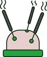 Green And Pink Incense Stand Icon In Flat Style. vector