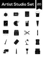 Glyph Style Set of Artist Studia Icon In Flat Style. vector