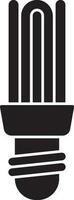 Black And White CFLCompact Fluorescent Light Bulb Icon. vector