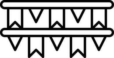 Bunting Flags Icon In Black Outline. vector