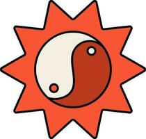 Yin And Yang Icon Or Symbol In Orange And White Color. vector