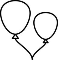 Black Line Art Balloons Icon In Flat Style. vector