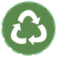 Recycle Symbol On Green Background. vector