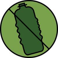 Stop Using Plastic Bottle Icon In Green Color. vector